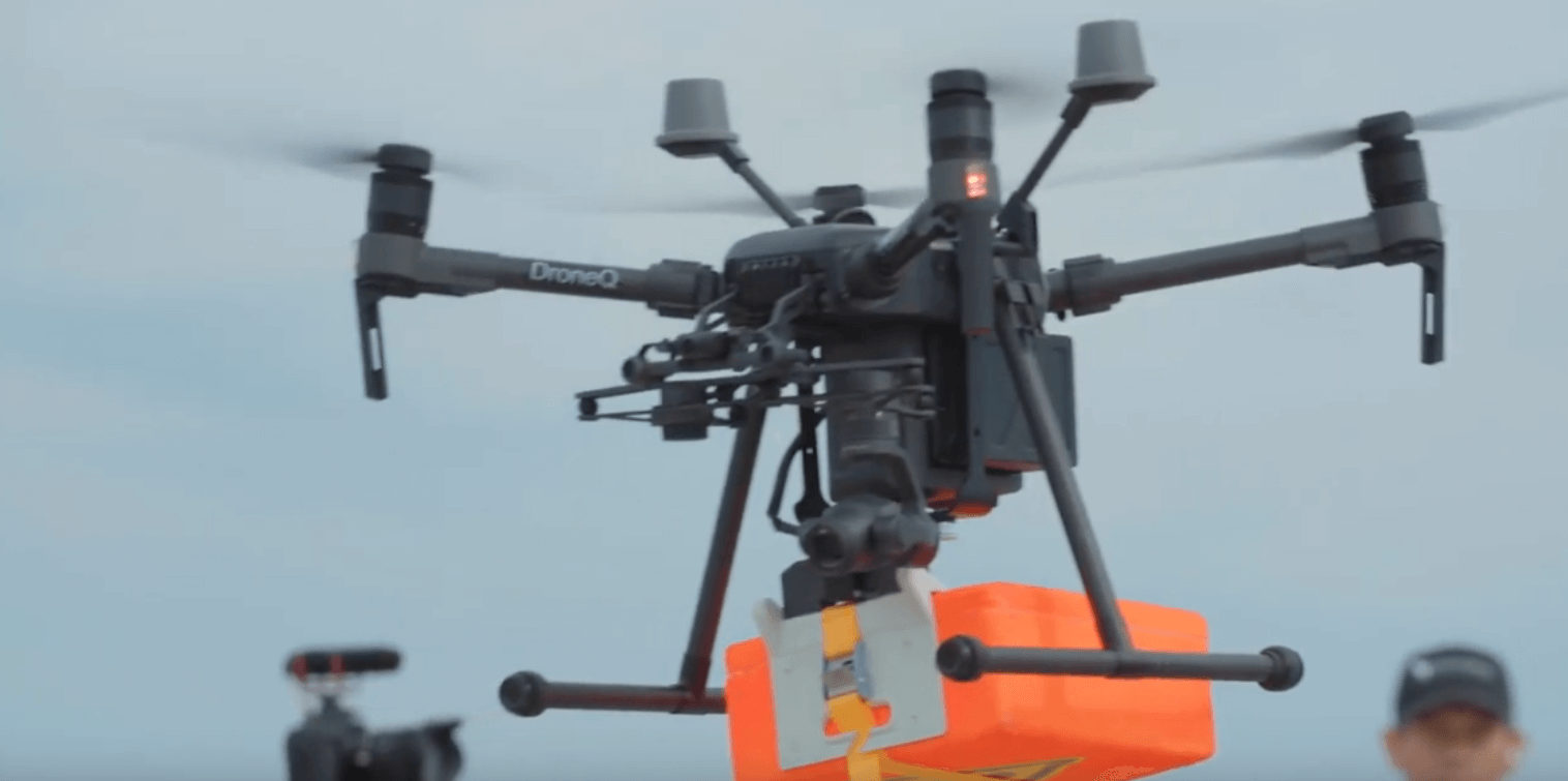 Drone with orange packet