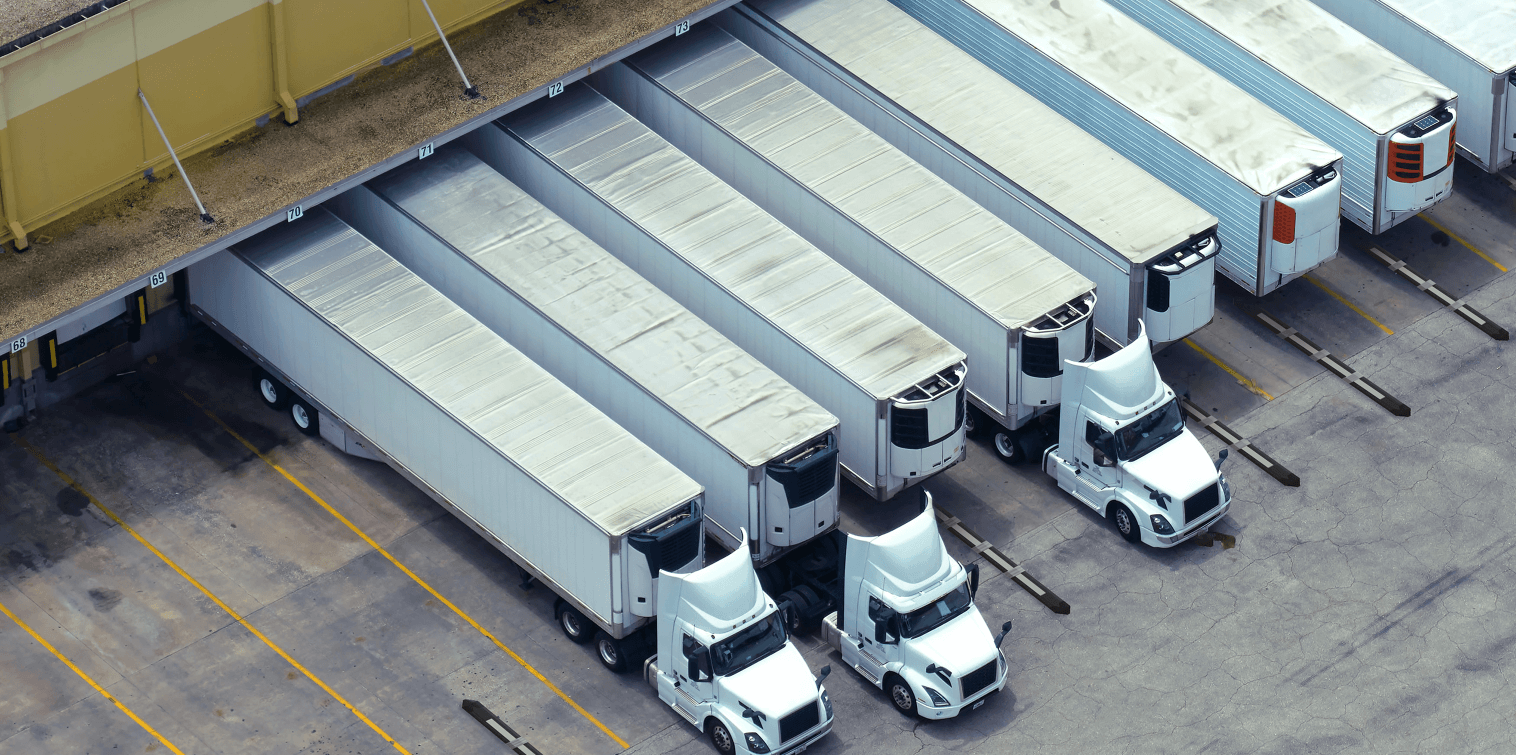 Trucks in line